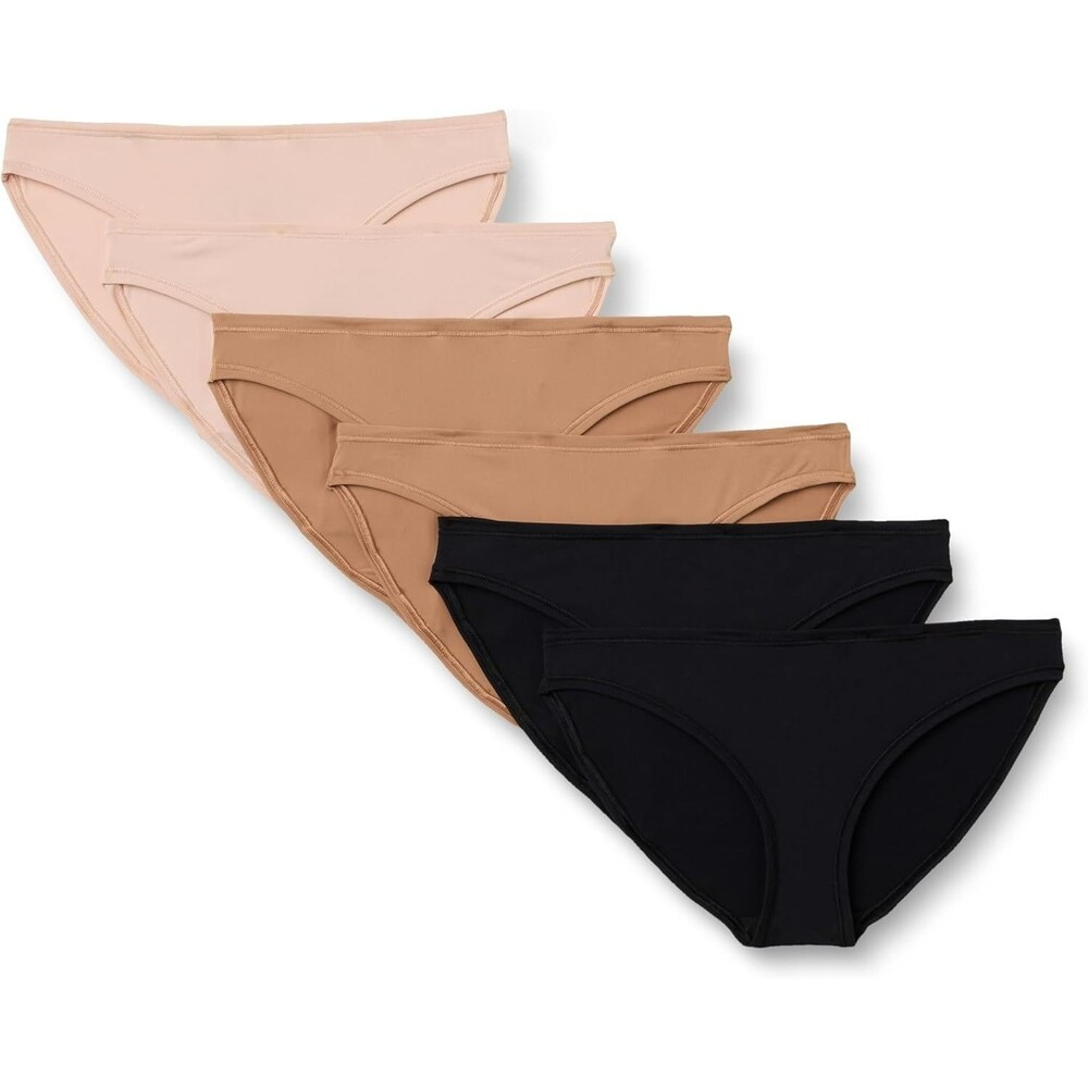 6-Pack Amazon Essentials Women's Panties X-LARGE Black Washed Bronze Soft Petal